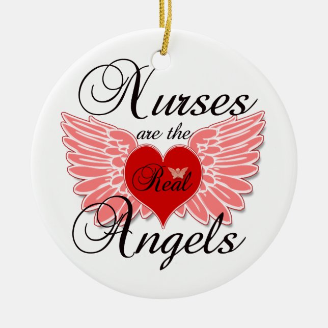 Nurses Are The Real Angles Ceramic Tree Decoration (Front)