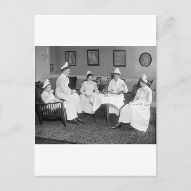 Nurses at Tea, early 1900s Postcard (Front)