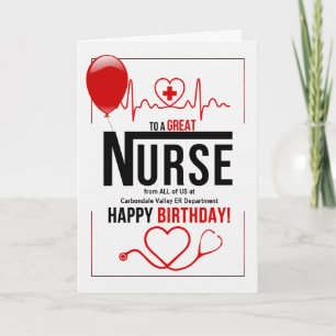 Nurse's Birthday Red Balloon Card