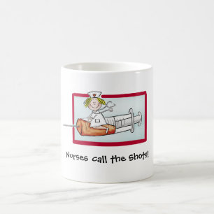 Nurses call the Shots! - Humourous Cartoon Nurse Coffee Mug
