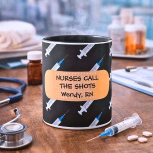 Nurses Call the Shots Monogram Mug