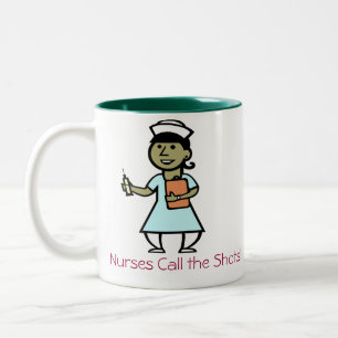 Nurses Call the Shots mug! Two-Tone Coffee Mug