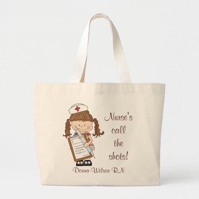 Nurse's Call the Shots Personalised Large Tote Bag (Front)