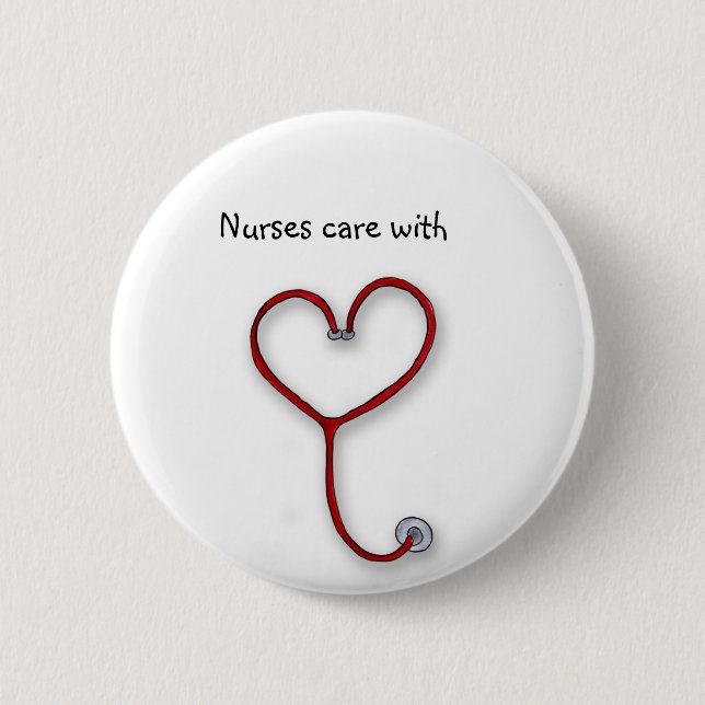 Nurses care with Heart - Nurses Gift - Personalise 6 Cm Round Badge (Front)