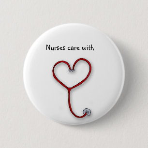 Nurses care with Heart - Nurses Gift - Personalise 6 Cm Round Badge
