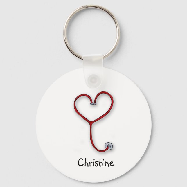 Nurses care with Heart - Nurses Gift - Personalise Key Ring (Front)