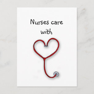 Nurses care with Heart - Nurses Gift - Personalise Postcard