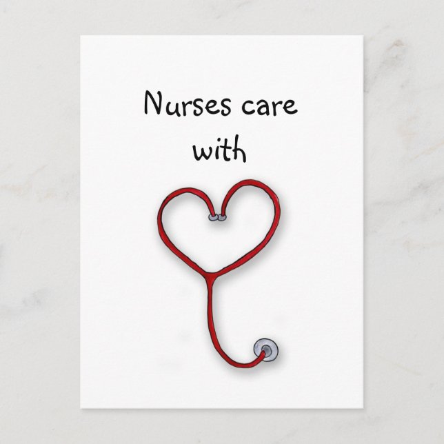 Nurses care with Heart - Nurses Gift - Personalise Postcard (Front)