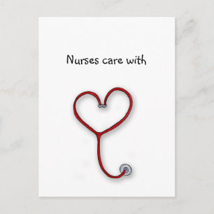 Nurses care with Heart - Nurses Gift - Personalise Postcard