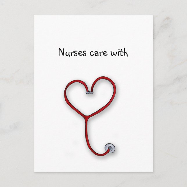 Nurses care with Heart - Nurses Gift - Personalise Postcard (Front)