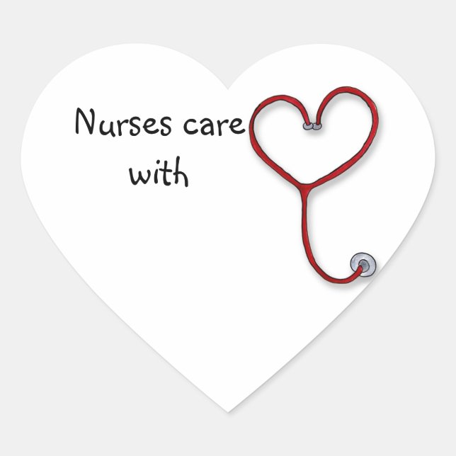 Nurses care with Heart - Nurses Gift - Personalise Sticker (Front)