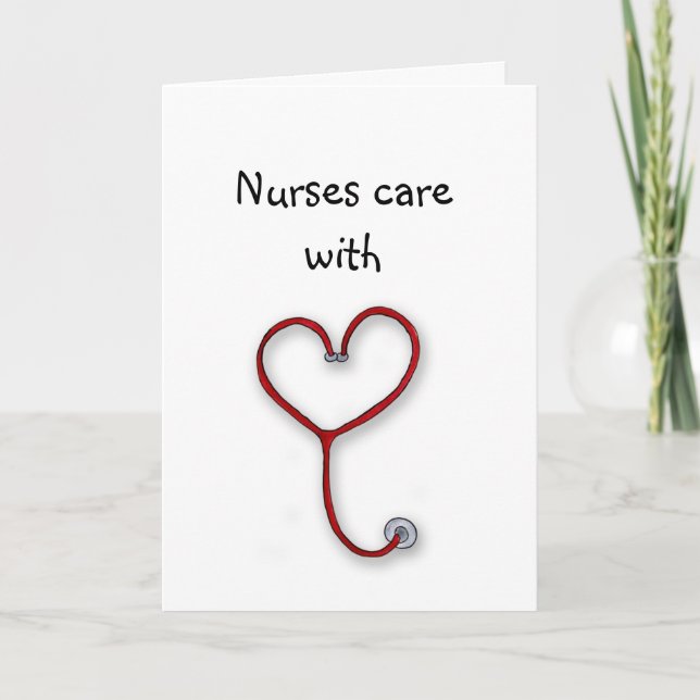 Nurses care with Heart - Nurses Gift - Personalise Thank You Card (Front)