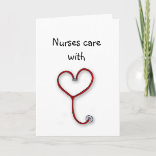 Nurses care with Heart - Nurses Gift - Personalise Thank You Card