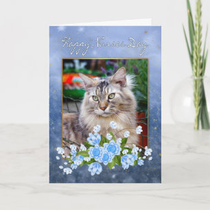 Nurse's Day Card, Maine Coon Cat, Cat Nurse's Day Card