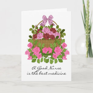 Nurses Day Card With Basket Of Roses