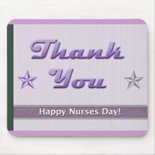 Nurses Day Purple Stripes and Stars Mouse Mat