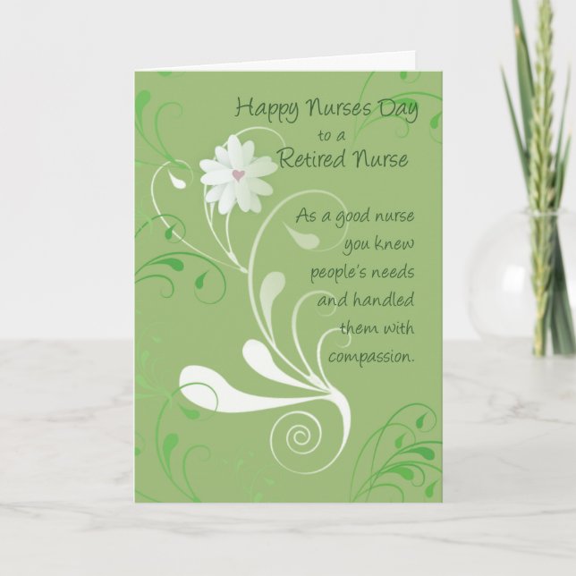 Nurses Day, Retired Nurse Thank You, Green Swirls Thank You Card (Front)