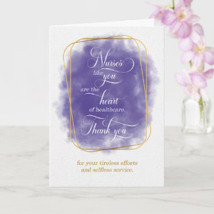 Nurses Day Thank You Purple with Golden Hues Card
