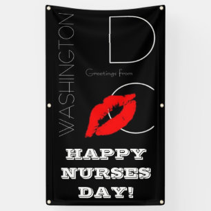 Nurses Day, Washington DC Red Lipstick Kiss Banner