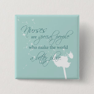 Nurses Day with Dandelion Blowing on Teal 15 Cm Square Badge