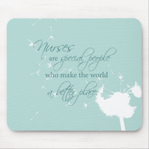 Nurses Day with Dandelion Blowing on Teal Mouse Mat