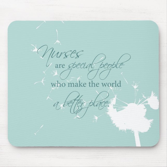 Nurses Day with Dandelion Blowing on Teal Mouse Mat (Front)