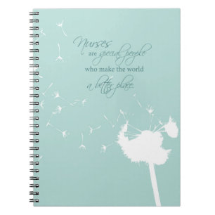 Nurses Day with Dandelion Blowing on Teal Notebook