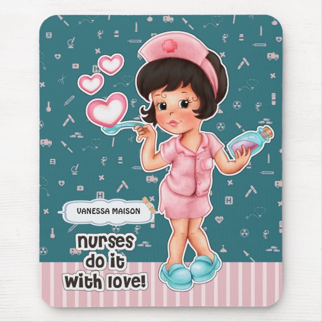 Nurses do it with Love Custom Nurses Appreciation  Mouse Mat (Front)