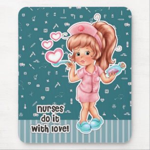Nurses do it with Love. Cute Nurse Mouse Mat