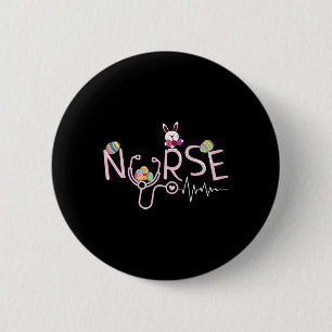 Nurses Gifts Stethoscope Nurse Tail Easter Bunny E 6 Cm Round Badge