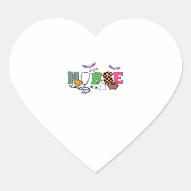 Nurses Halloween Classic T-Shirt Heart Sticker (Front)