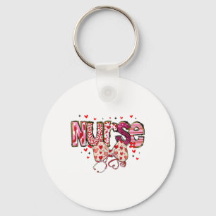 Nurses Happy Valentines Day Coquette Bow Heart Gir Key Ring