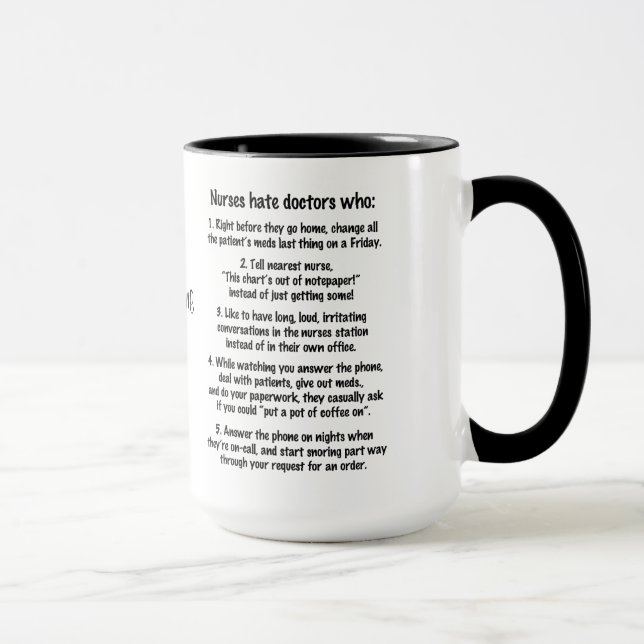 Nurses Hate Doctors Who: List+Personalise Name Mug (Right)