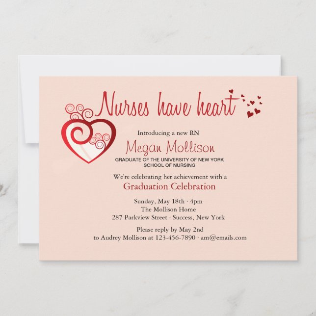 Nurses Have Heart Graduation Invitation (Front)