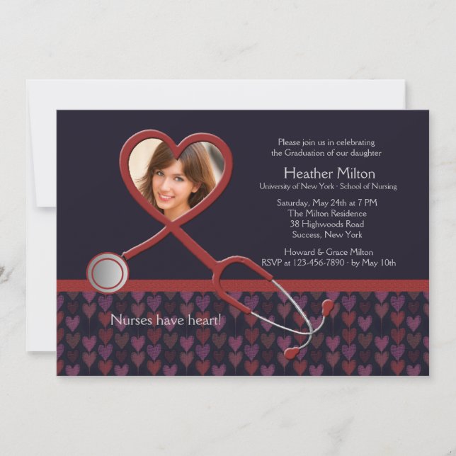 Nurses Have Heart Photo Graduation Invitation (Front)