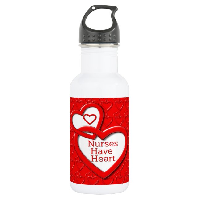 Nurses Have Heart Red Hearts 532 Ml Water Bottle (Front)