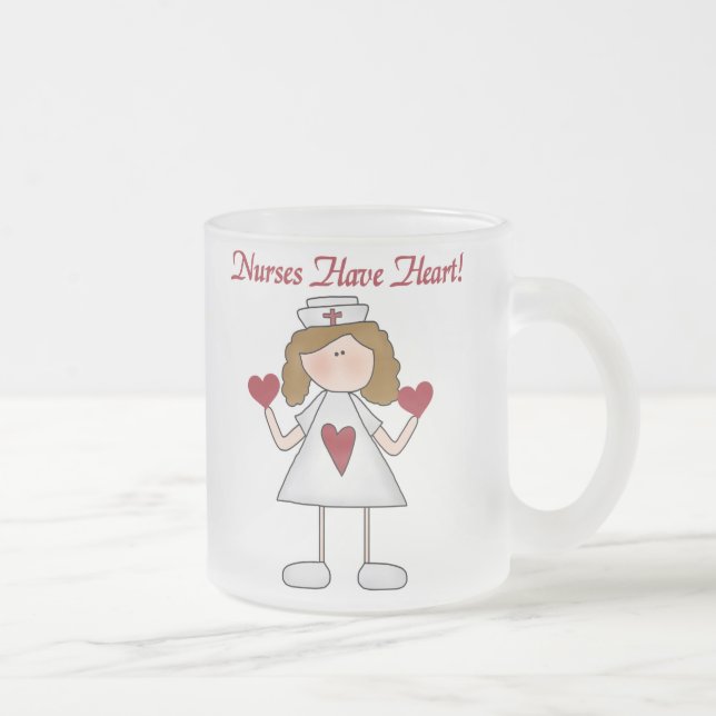 Nurses Have Heart T-shirts and Gifts Frosted Glass Coffee Mug (Right)