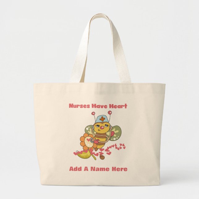 Nurses Have Heart T-shirts and Gifts Large Tote Bag (Front)