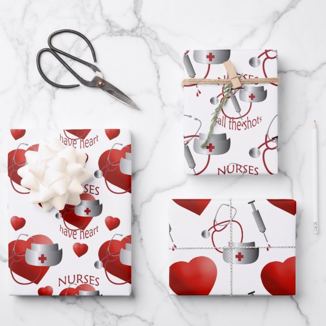 Nurses Have Heart Wrapping Paper Sheets (Front)
