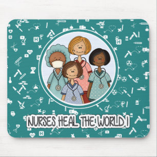 Nurses heal the World. Gift Mouse Mat