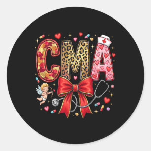 Nurses Heart Cma Valentines Crited Medical Istant Classic Round Sticker