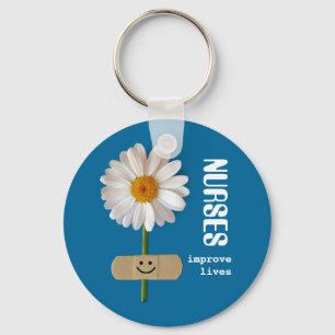 Nurses Improve Lives. Smiling Daisy Gift  Key Ring