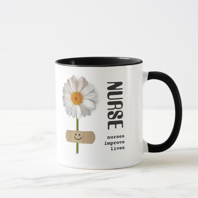 Nurses improve lives. Smiling Daisy Gift Mugs (Right)