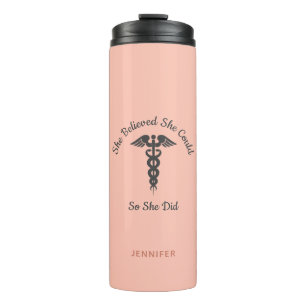 Nurse's Inspirational Blush Pink Personalised Thermal Tumbler