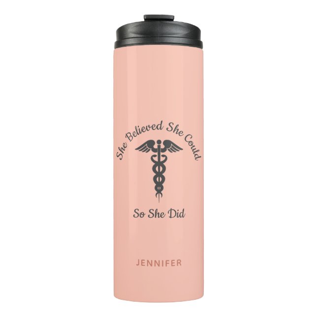 Nurse's Inspirational Blush Pink Personalised  Thermal Tumbler (Front)