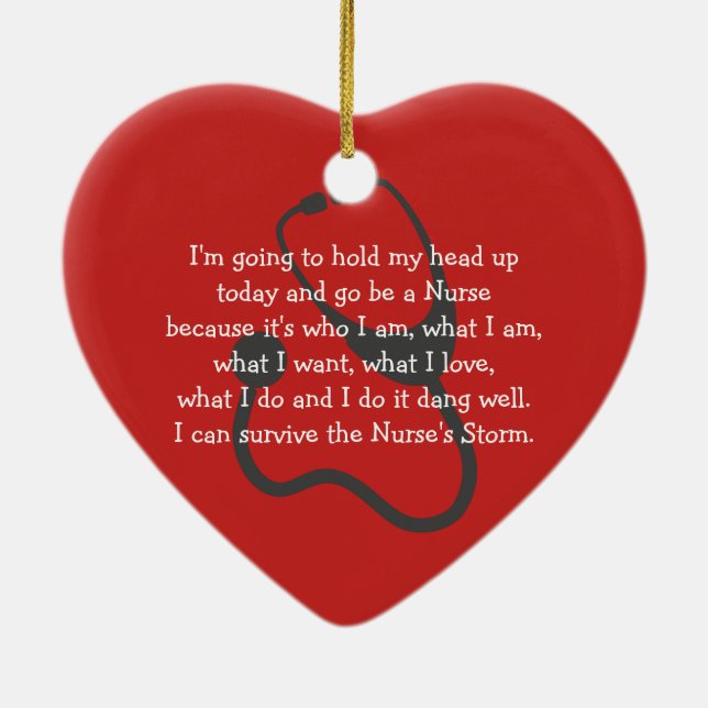 Nurse's Inspirational Heart Christmas Gift Ceramic Tree Decoration (Back)