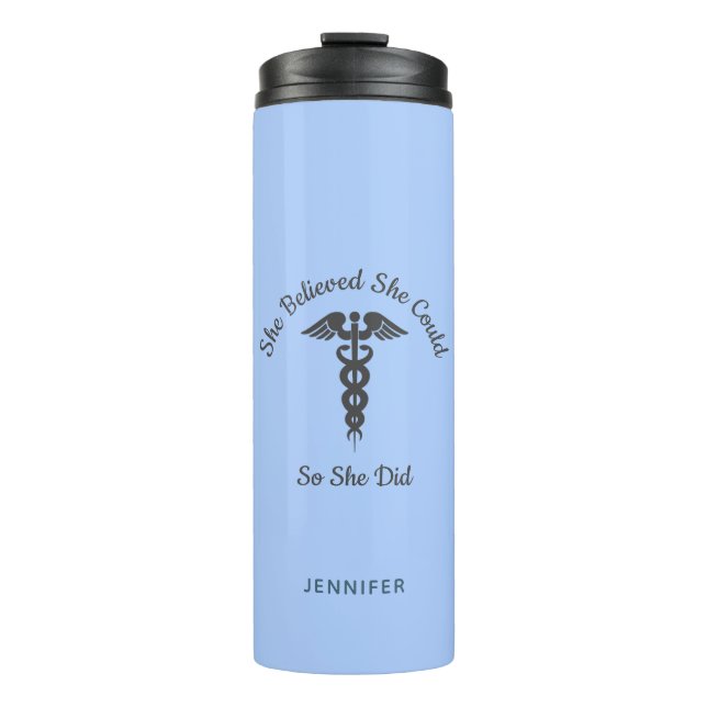 Nurse's Inspirational Pastel Blue Personalised Thermal Tumbler (Front)