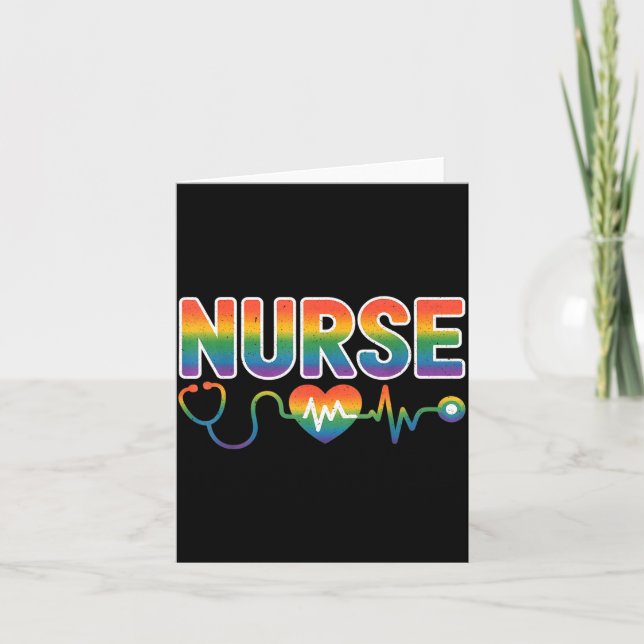 Nurse's Life Lgbt Heart Stethoscope Nurse Week  Card (Front)