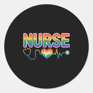 Nurse's Life Lgbt Heart Stethoscope Nurse Week  Classic Round Sticker