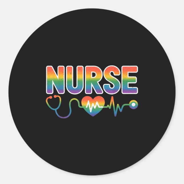 Nurse's Life Lgbt Heart Stethoscope Nurse Week  Classic Round Sticker (Front)